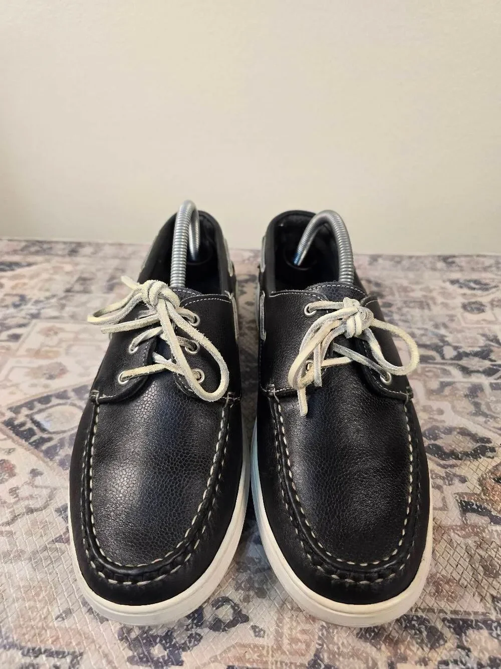 Allen Edmonds Maritime Boat Shoes Black White Soles Men’s Size 9